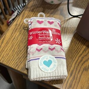 Babylegs winter warmer leg warmers for baby Hearts pattern NWT